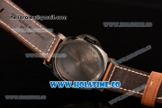 Panerai Luminor GMT PAM 029 P Asia Automatic PVD Case with Black Dial Stick/Arabic Numeral Markers and Brwon Leather Strap