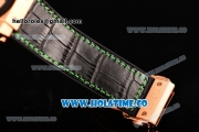 Hublot King Power Chrono Swiss Valjoux 7750 Automatic Rose Gold Case with Black Dial and Green Stick Markers