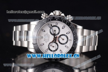 Rolex Daytona Chronograph Clone Rolex 4130 Automatic Stainless Steel Case/Bracelet with White Dial and Stick Markers (BP)