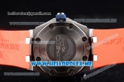 Audemars Piguet Royal Oak Offshore Diver Asia 2813 Automatic Steel Case with Orange Dial and Stick Markers Orange Rubber Strap (EF)