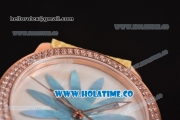 Blancpain Women Ultraplate Miyota 9015 Automatic Rose Gold Case with Diamonds Bezel MOP Dial and Yellow Leather Strap (G5)