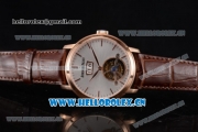 Audemars Piguet Jules Audemars Tourbillon Swiss Tourbillon Manual Winding Rose Gold Case with Silver Dial Stick Markers and Brown Leather Strap (FT)