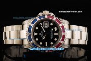 Rolex GMT Master II Swiss ETA 2836 Automatic Movement Full Steel with Diamond Bezel and White Markers