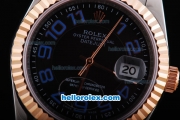 Rolex Datejust Oyster Perpetual Automatic Two Tone with Black Dial,Blue Marking and Rose Gold Bezel