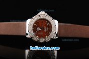 Tag Heuer Formula 1 Quartz Movement Silver Case with Diamond Bezel-Brown Dial and Brown Leather Strap-Lady Size