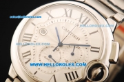 Cartier Ballon Bleu De Cartier Chronograph Swiss Quartz Movement Full Steel with White Dial and Black Roman Numerals