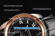 Cartier Calibre De Swiss ETA 2824 Automatic Steel Case with Black Dial Rose Gold Bezel and White Roman Numeral Markers