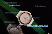 Hublot Big Bang Tutti Frutti Caviar Swiss ETA 2824 Automatic White Ceramic Case with Green Leather Strap and Diamond/Rose Gold Bezel - 1:1 Original