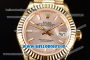 Rolex Datejust Swiss ETA 2671 Automatic Yellow Gold Case with Sliver Dial Stick Markers and Yellow Gold Bracelet (BP)