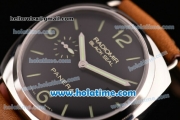 Panerai PAM388 Radiomir Black Seal 3 Days Clone P.9000 Automatic Steel Case with Brown Leahter Strap and Black Dial - 1:1 Original(Z)