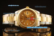 Rolex Datejust II Swiss ETA 2836 Automatic Full Steel with Yellow Gold Bezel and Gold Dial-Stick Markers