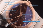 Omega Constellation Co-Axial Swiss ETA 2824 Automatic Steel Case with Rose Gold Bezel and Brown Sunlight Linear Dial