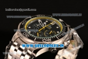 Omega Seamaster Diver 300M Chrono Miyota OS20 Quartz Full Steel with Black Dial and Yellow Inner Bezel