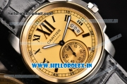 Cartier Calibre De Swiss ETA 2824 Automatic Steel Case with Gold Dial and Roman Numeral Markers