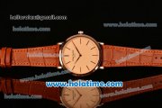 Patek Philippe Calatrava Miyota OS2035 Quartz Rose Gold Case with Champagne Dial and Stick Markers