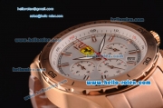 Ferrari Chronograph Miyota OS20 Quartz Rose Gold Case with Stick Markers White Dial and Rose Gold Strap
