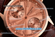 Patek Philippe Grand Complitcations Asia 6497 Manual Winding Rose Gold Case with Brown Leather Strap and Rose Gold Dial