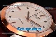 Mido Commander Miyota Quartz Steel Case with Rose Gold Bezel and White Dial