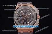 Audemars Piguet Royal Oak Offshore Chronograph Michael Schumacher Clone AP Calibre 3126 Automatic Rose Gold Case with Black Dial and Grey Rubber Strap (J12)