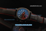 Ferrari Chronograph Miyota Quartz Movement PVD Case with White/Red Arabic Numerals - Black Leather Strap