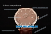 BlancPain Villeret Ultraplate Remontage Automatique Miyota 9015 Automatic Steel Case with Brown Dial and Stick Markers