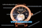 Cartier Rotonde De Miyota Quartz Rose Gold Case/Bracelet with Black Dial and Diamonds Bezel