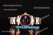 Rolex Datejust Asia 2813 Automatic Rose Gold/Steel Case with Purple Dial and Roman Numeral Markers (BP)