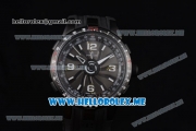 Perrelet Turbine Pilot Asia Automatic PVD Case with Black Dial and Arabic Numeral Markers Black Rubber Strap