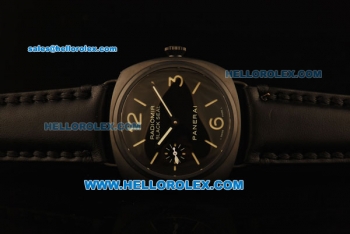 Panerai Radiomir Swiss ETA 6497 Manual Winding Movement PVD Case with Black Dial and Black Leather Strap