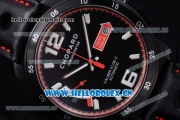 Chopard Mille Miglia GTS Power Control Miyota OS2035 Quartz PVD Case Black Dial Black Leather Strap and Red Inner Bezel