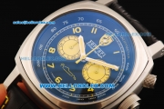 Ferrari Chronograph Miyota Quartz Movement Black Dial with Yellow Arabic Numeral Markers and Black Leather Strap