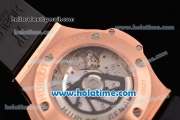 Hublot Big Bang Chrono Clone HUB4100 Automatic Rose Gold Case with Black Rubber Strap and Black Dial - 1:1 Original