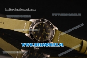 Rolex Submariner Vintage Asia 2813 Automatic Steel Case with Dot Markers Black Dial and Green Nylon Strap