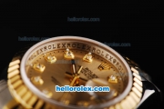 Rolex Datejust Oyster Perpetual Swiss ETA 2671 Automatic Movement Two Tone with Gold Dial and Diamond Markers - Lady Size