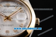 Rolex Day-Date II Asia Automatic Two Tone Case/Bracelet with Silver Dial and Yellow Gold Markers