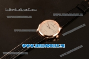 Girard Perregaux 1966 9015 Auto Rose Gold Case with White Dial and Black Leather Strap