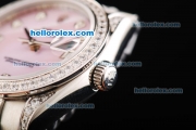 Rolex Datejust Automatic Movement Pink MOP Dial with Diamond Markers and Diamond Bezel