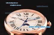 Cartier Rotonde De Tourbillon RL10 Automatic Rose Gold Case with White Dial and Black Leather Strap