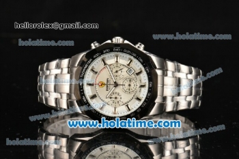 Ferrari Rattrapante Chrono Miyota OS20 Quartz Steel Case with PVD Bezel White Dial and Stick Markers