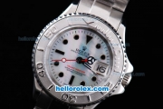 Rolex Yacht-Master Oyster Perpetual Chronometer Automatic with White Bezel,White MOP Dial and Black Round Bearl Marking-Small Calendar and Lady Size