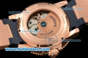 Ulysse Nardin Maxi Marine Diver Automatic Movement Rose Gold Case with Blue Dial and Blue Rubber Strap