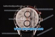 Tag Heuer Carrera Calibre 1887 Automatic Chronograph Miyota Quartz Steel Case with White Dial Arabic Number Markers and Black Rubber Strap