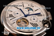 Cartier Ballon Bleu De Tourbillon Asia Automatic Steel Case with White Dial Black Roman Numeral Markers and Black Leather Strap