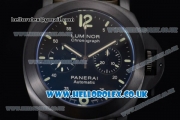 Panerai Luminor Chrono PAM 212 Copy Venus 75 Manual Winding PVD Case with Black Dial Stick Markers and Black Leather Strap