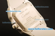 Cartier Santos 100 Swiss ETA 2671 Automatic Steel Case with Beige Dial and White Rubber Strap