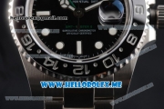 Rolex GMT-Master II Clone Rolex 3186 Automatic Stainless Steel Case/Bracelet with Black Dial and Dot Markers Black Bezel (BP)