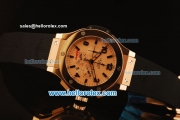 Hublot Big Bang Chronograph Miyota Quartz Rose Gold Case with Rose Gold Dial and Black Rubber Strap-7750 Coating