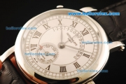 Patek Philippe Automatic Movement Steel Case with White Dial Black Roman Numerals-Black Leather Strap