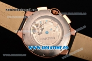 Cartier Ballon Bleu De Tourbillon Asia Automatic Rose Gold Case with White Dial Black Roman Numeral Markers and Black Leather Strap
