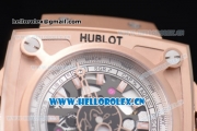 Hublot Masterpiece MP 08 Antikythera Sunmoon Asia 2813 Automatic Rose Gold Case Skeleton Dial Grey Leather Strap and Stick Markers